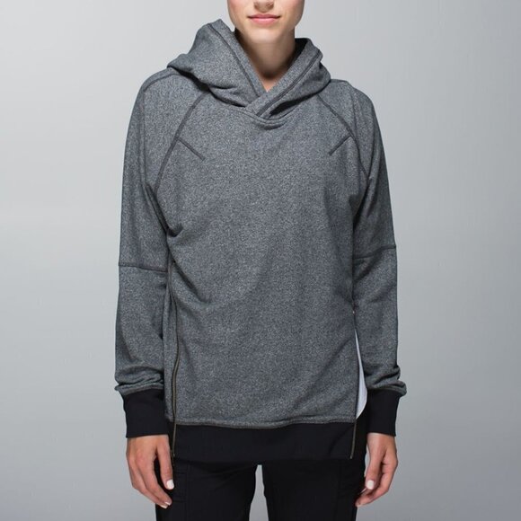 Lululemon Om & Roam Pullover Heathered Speckled Black Side Zipper Women's Size 2 - Picture 1 of 13
